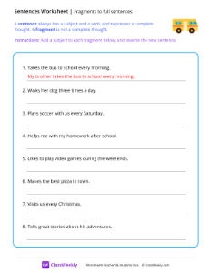 Fragments to full sentences
