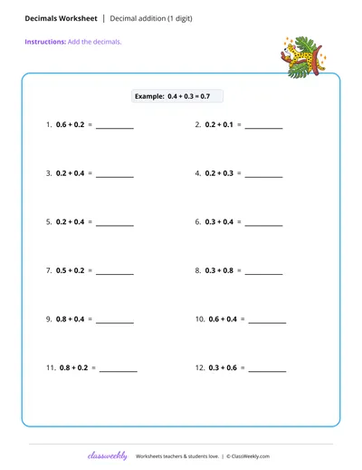 Decimal addition (1 digit)