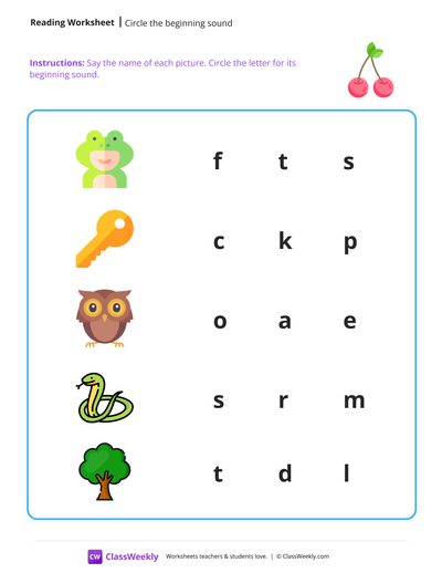 Circle Beginning Sound