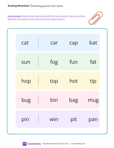 Circle Rhyming Pictures
