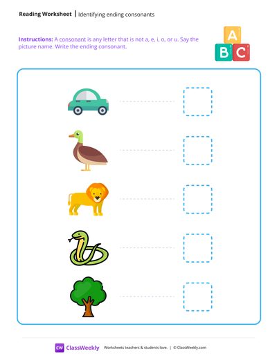 Identify Ending Consonants