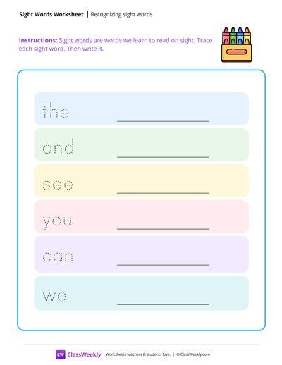 Printing Sight Words