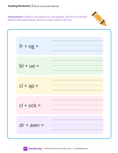Write Consonant Blends