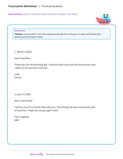 Punctuating letters