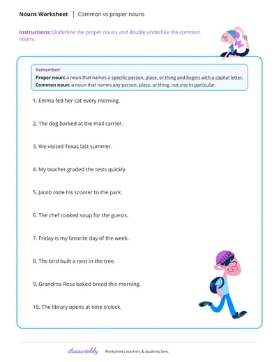 Common vs proper nouns