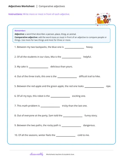 Comparative and Superlative adjectives
