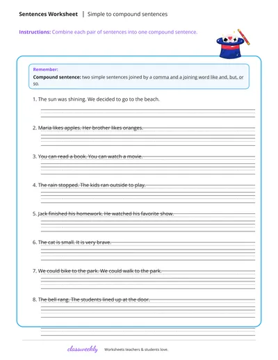 Simple to compound sentences
