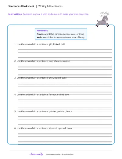 Writing full sentences