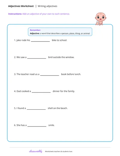 Writing sentences with adjectives