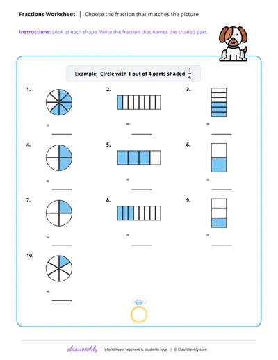 Choose the fraction that matches the picture