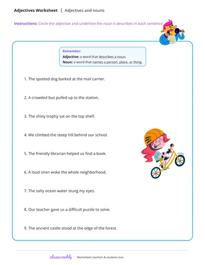 Adjectives and nouns