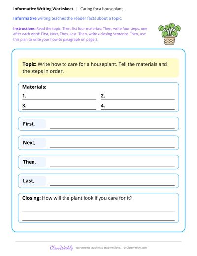 How to Care for a Houseplant Informative Writing