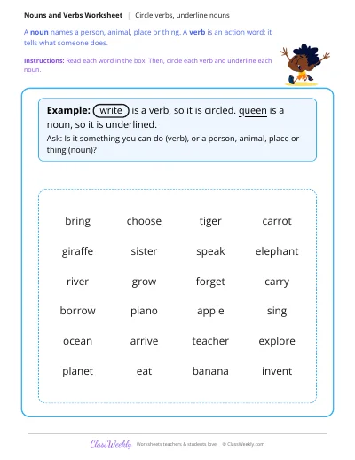 Verbs and nouns
