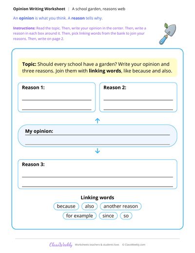 Should Every School Have a Garden Opinion Writing