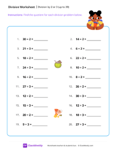 Division by 2 or 3 (up to 30)