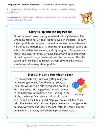 Compare Two Stories About Pip the Puppy
