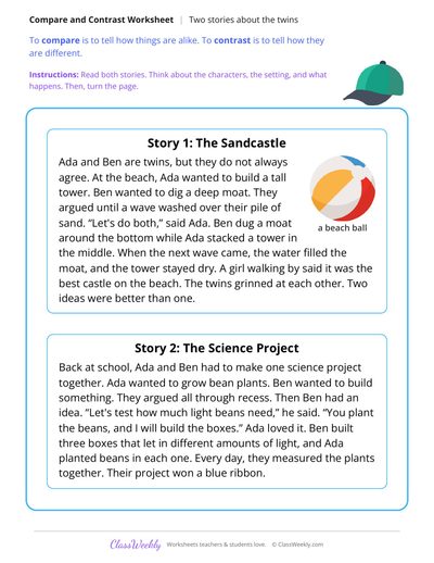 Compare Two Stories About the Twins Ada and Ben