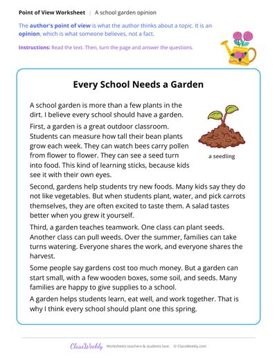 Author's Point of View in a Text About School Gardens