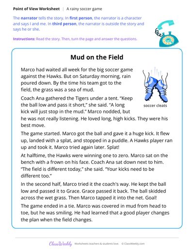 Point of View in a Story About a Rainy Soccer Game