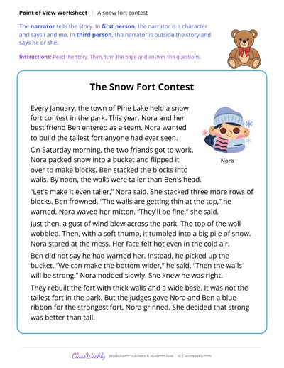 Point of View in a Story About a Snow Fort Contest