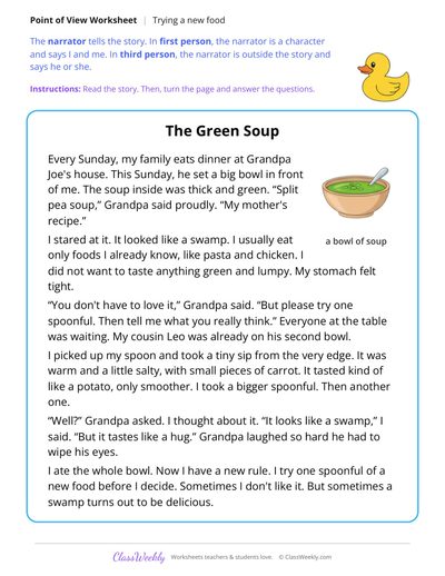 Point of View in a Story About Trying a New Food