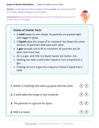 States of Matter True or False