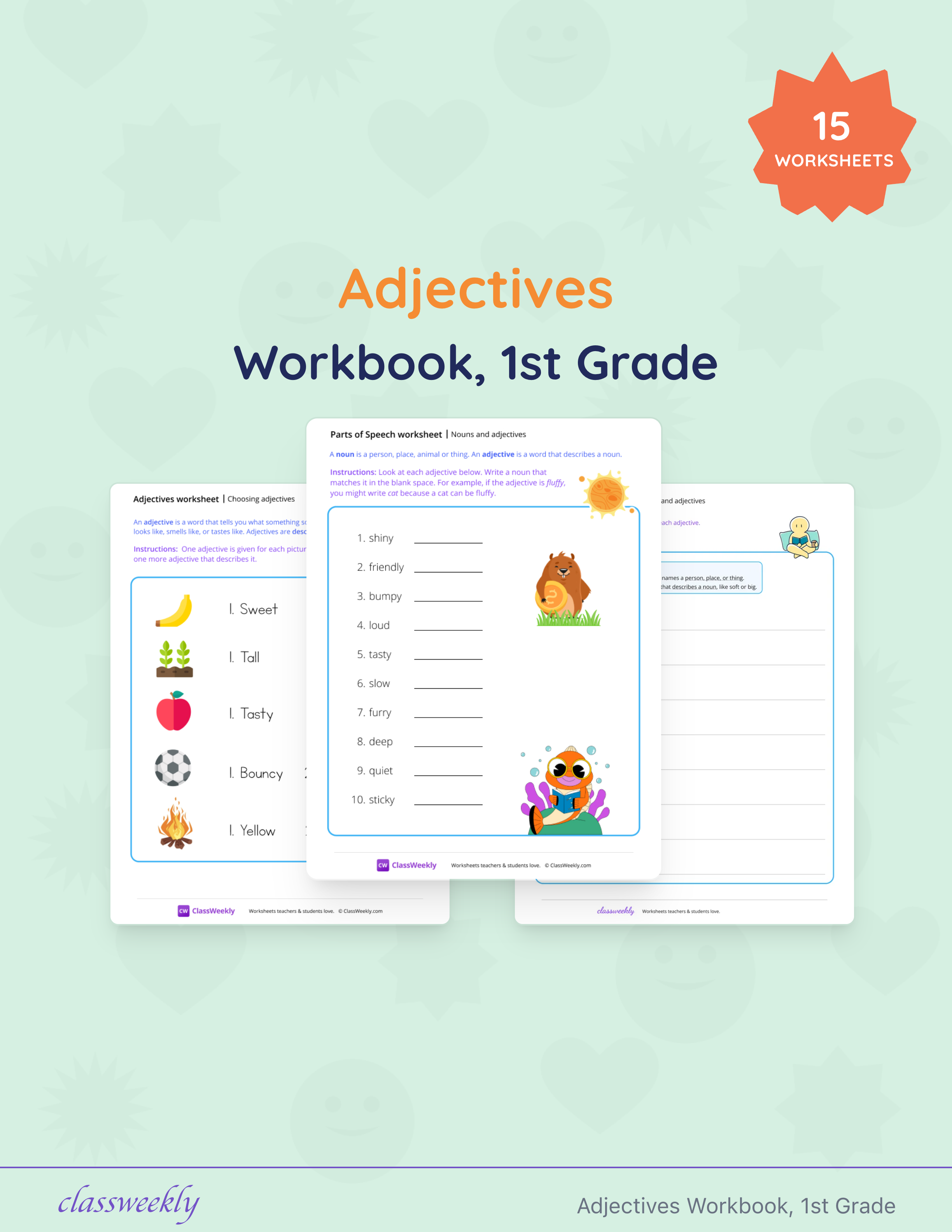 Adjectives Workbook, 1st Grade cover