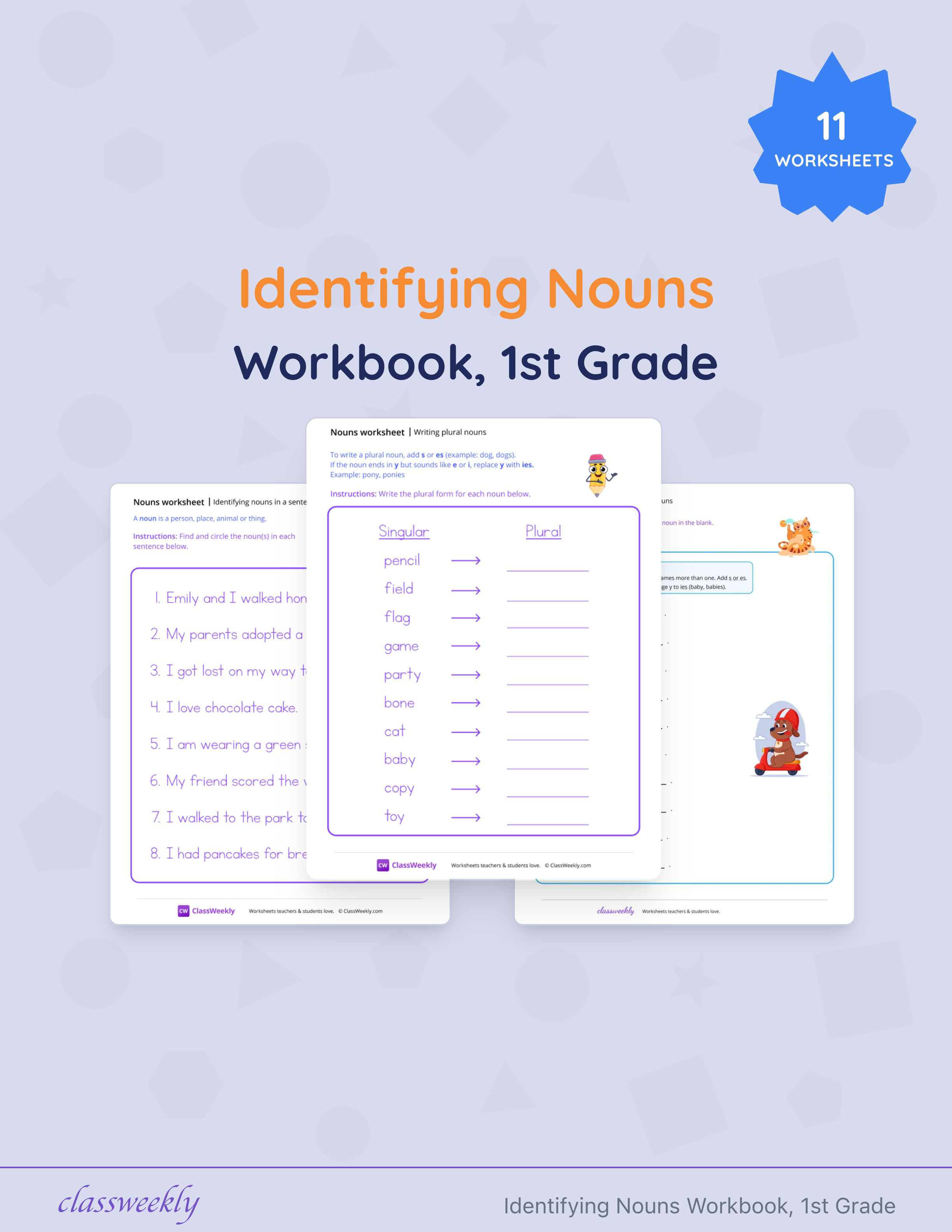 Identifying Nouns Workbook, 1st Grade cover
