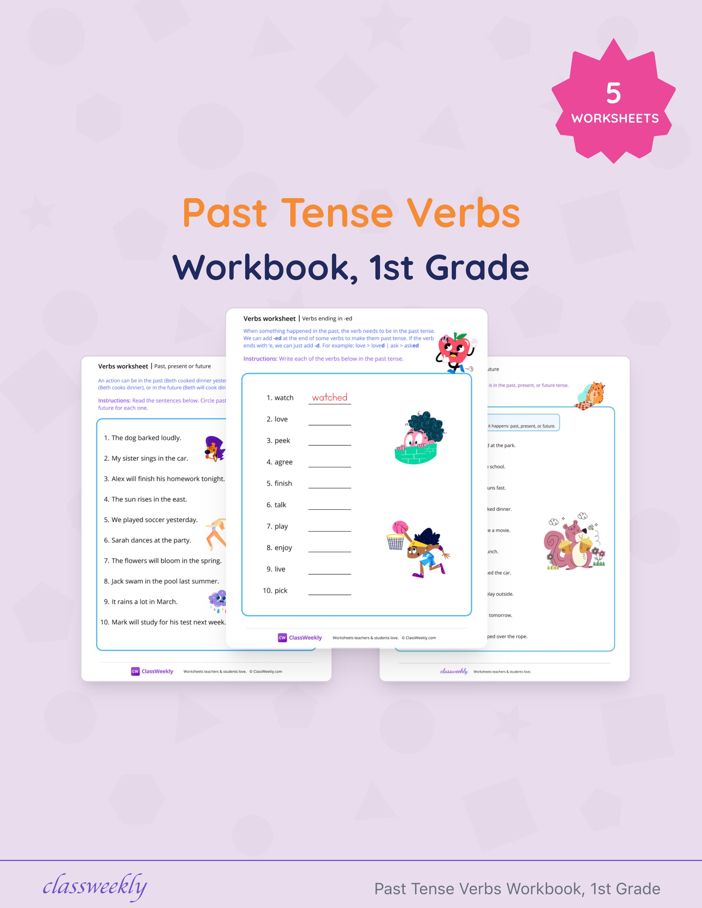 Past Tense Verbs Workbook, 1st Grade cover
