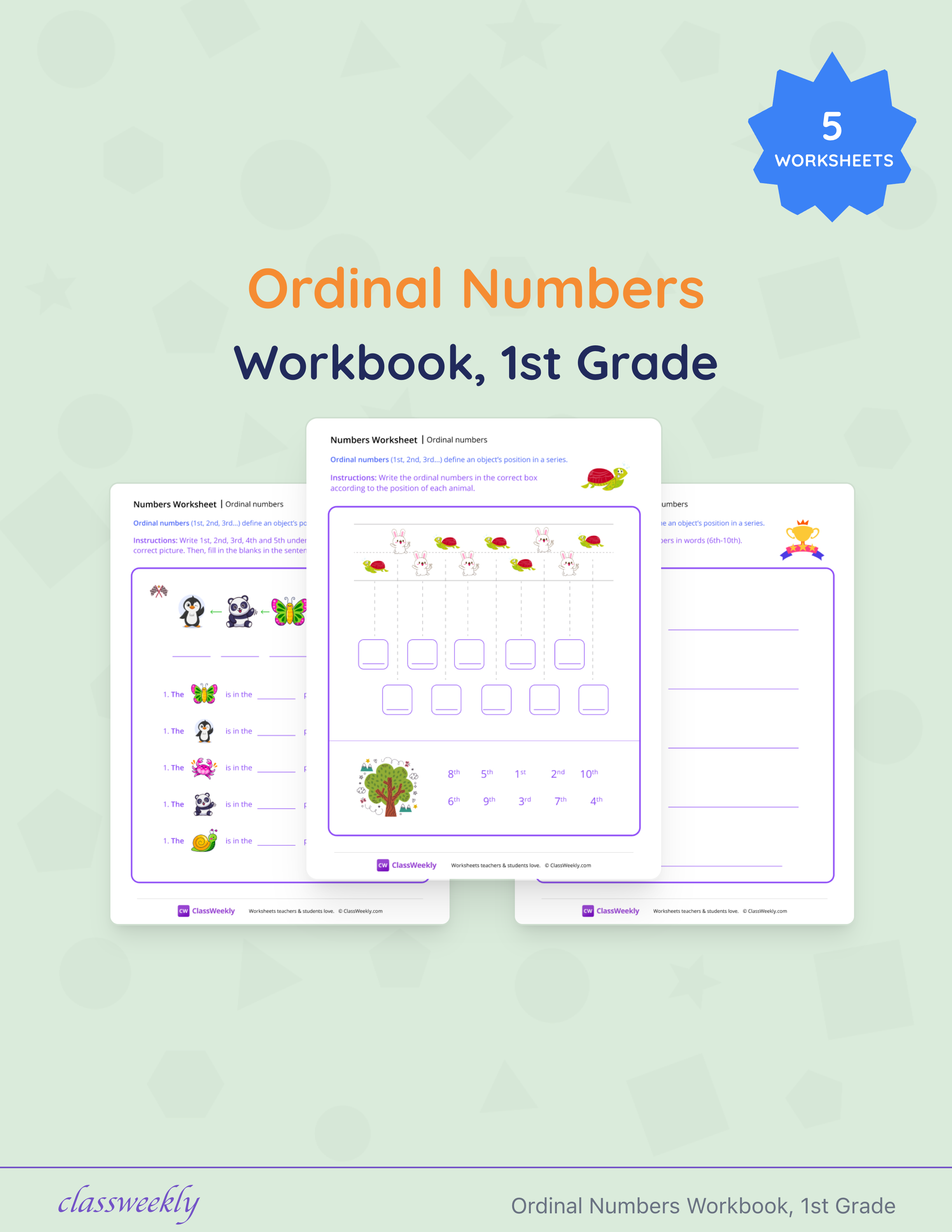 Ordinal Numbers Workbook, 1st Grade cover