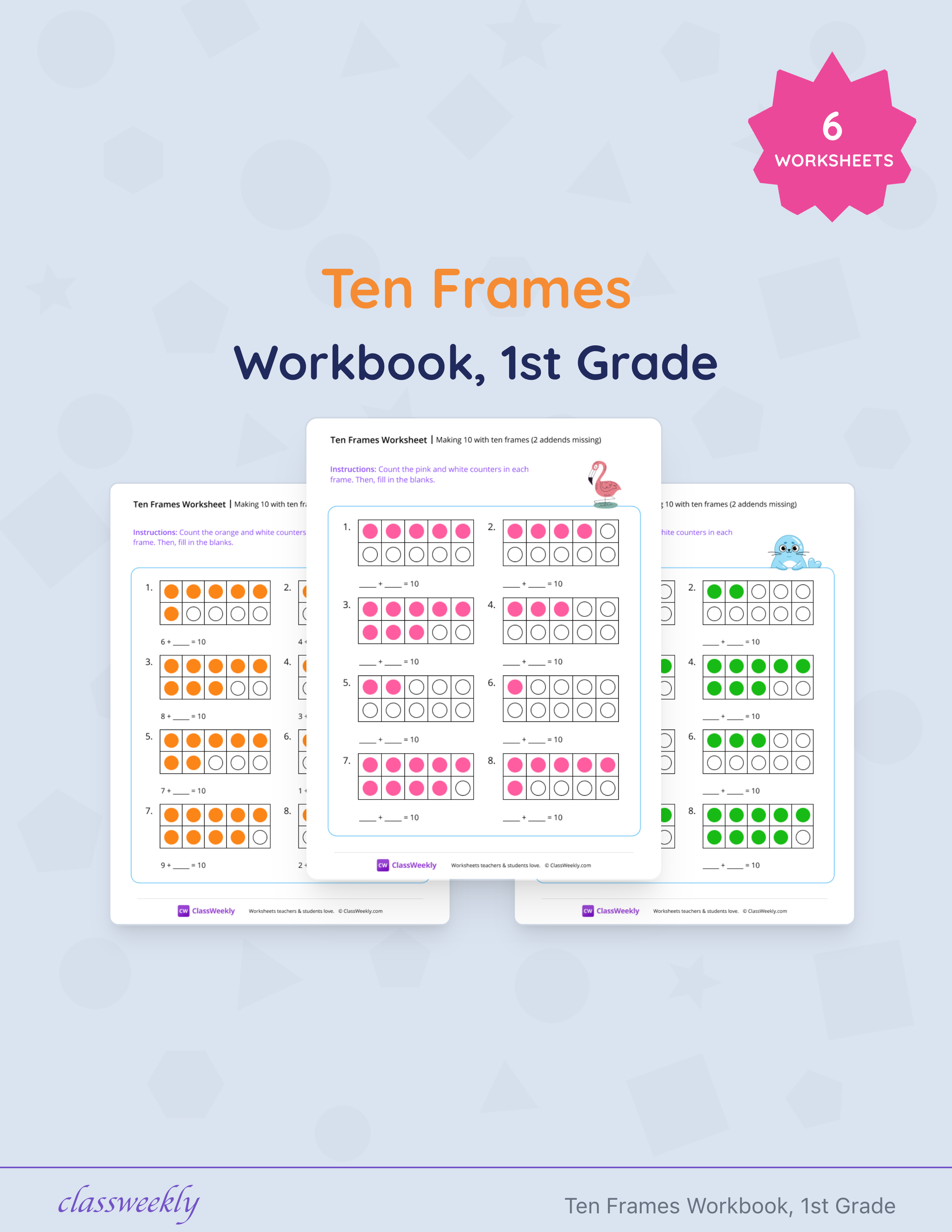 Ten Frames Workbook, 1st Grade cover