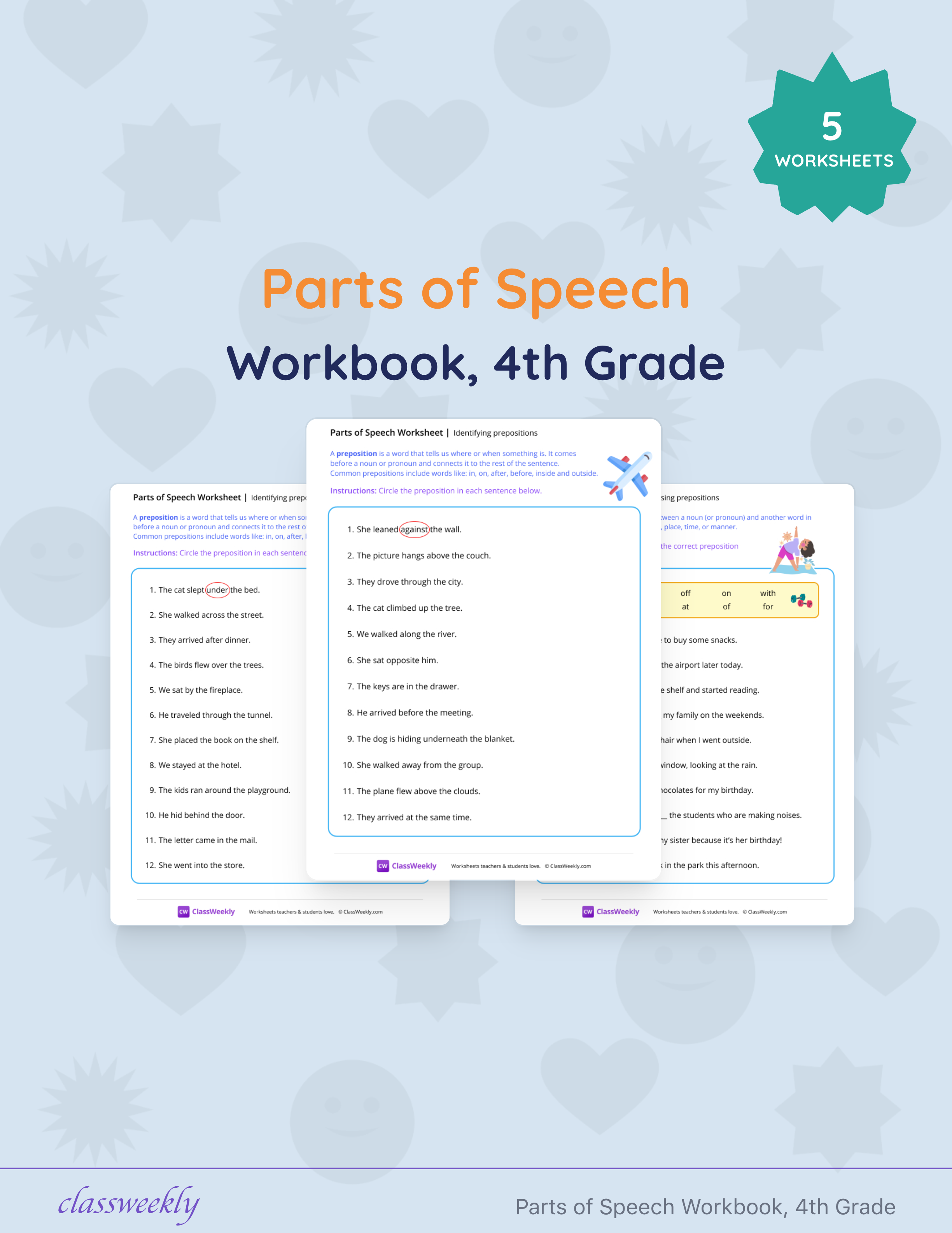 Parts of Speech Workbook, 4th Grade cover