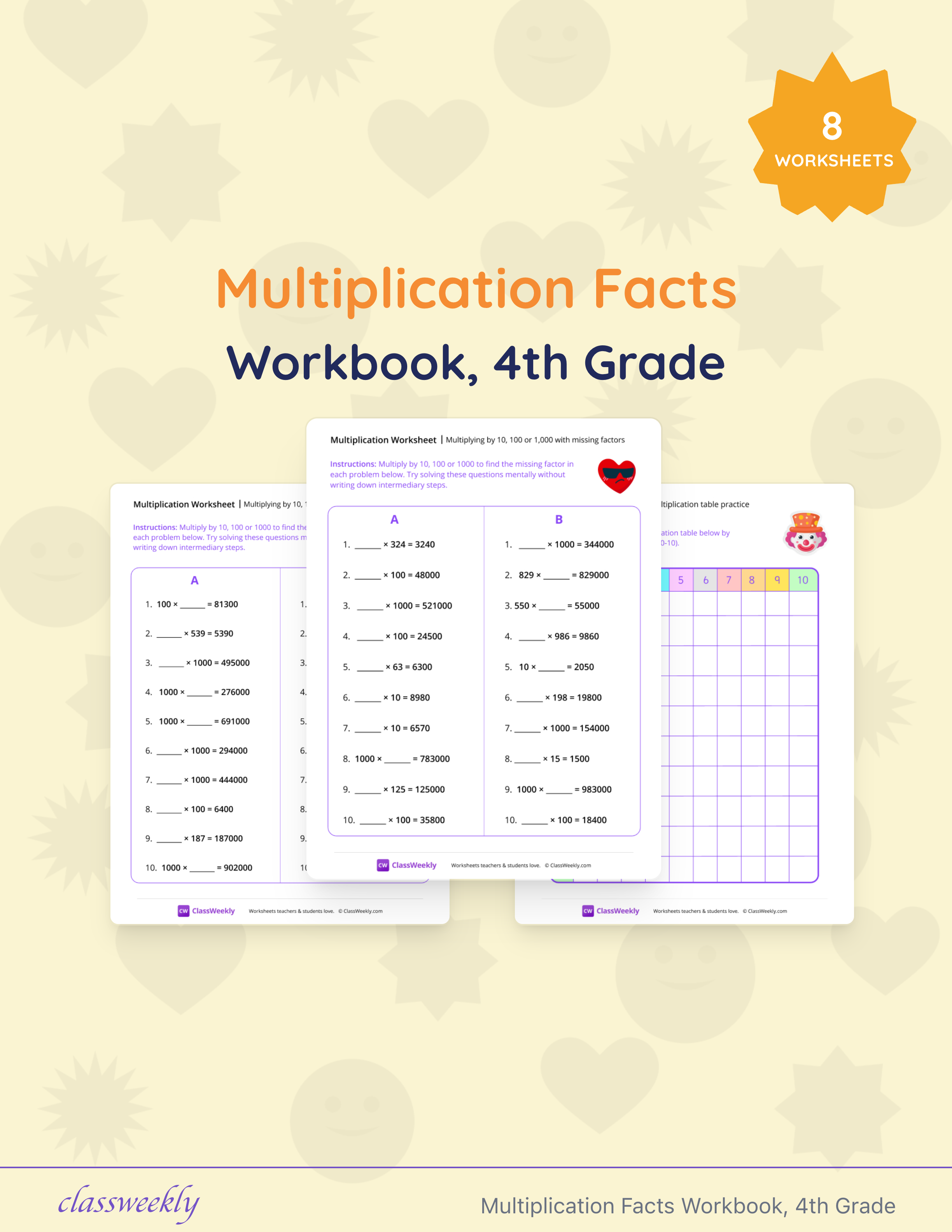 Multiplication Facts Workbook, 4th Grade cover