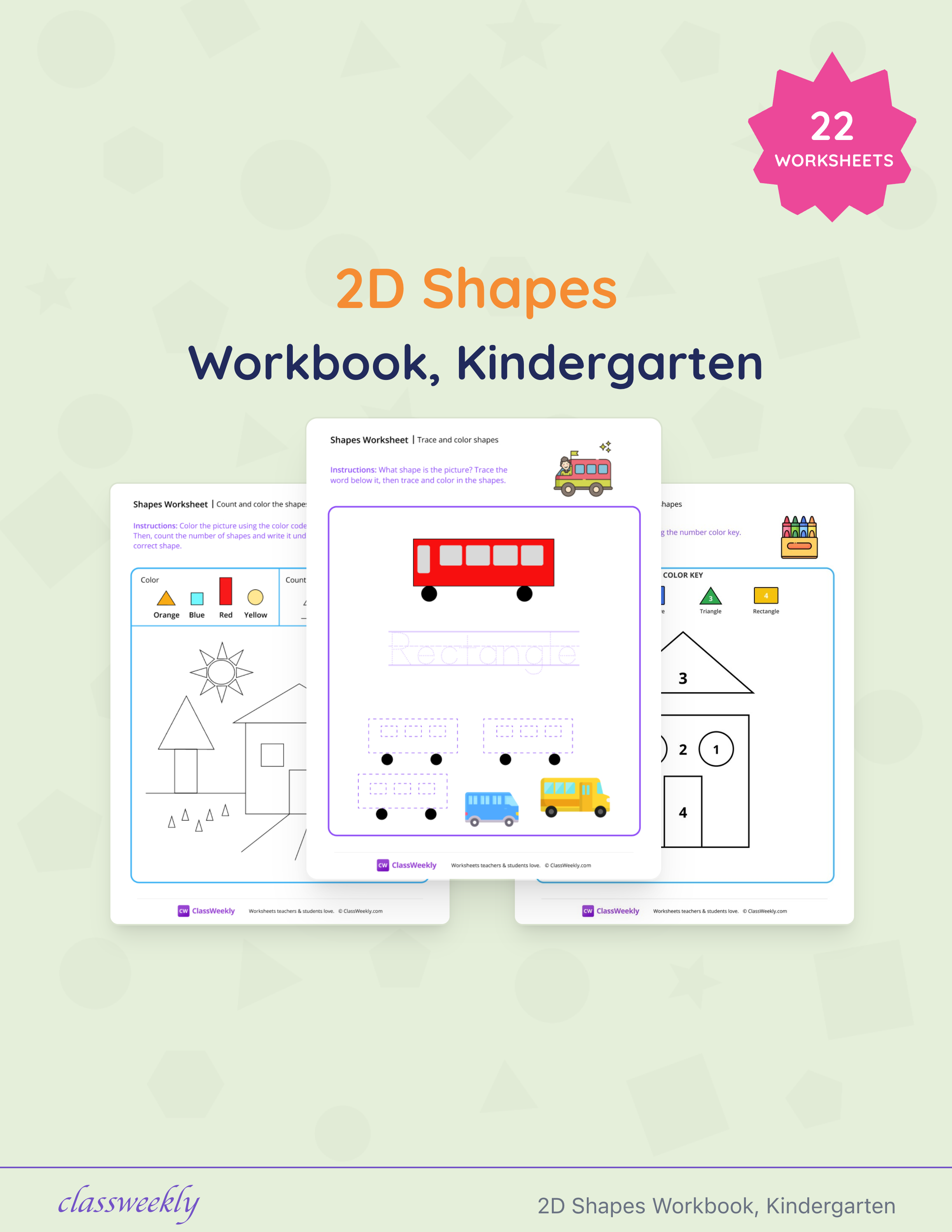 2D Shapes Workbook, Kindergarten cover