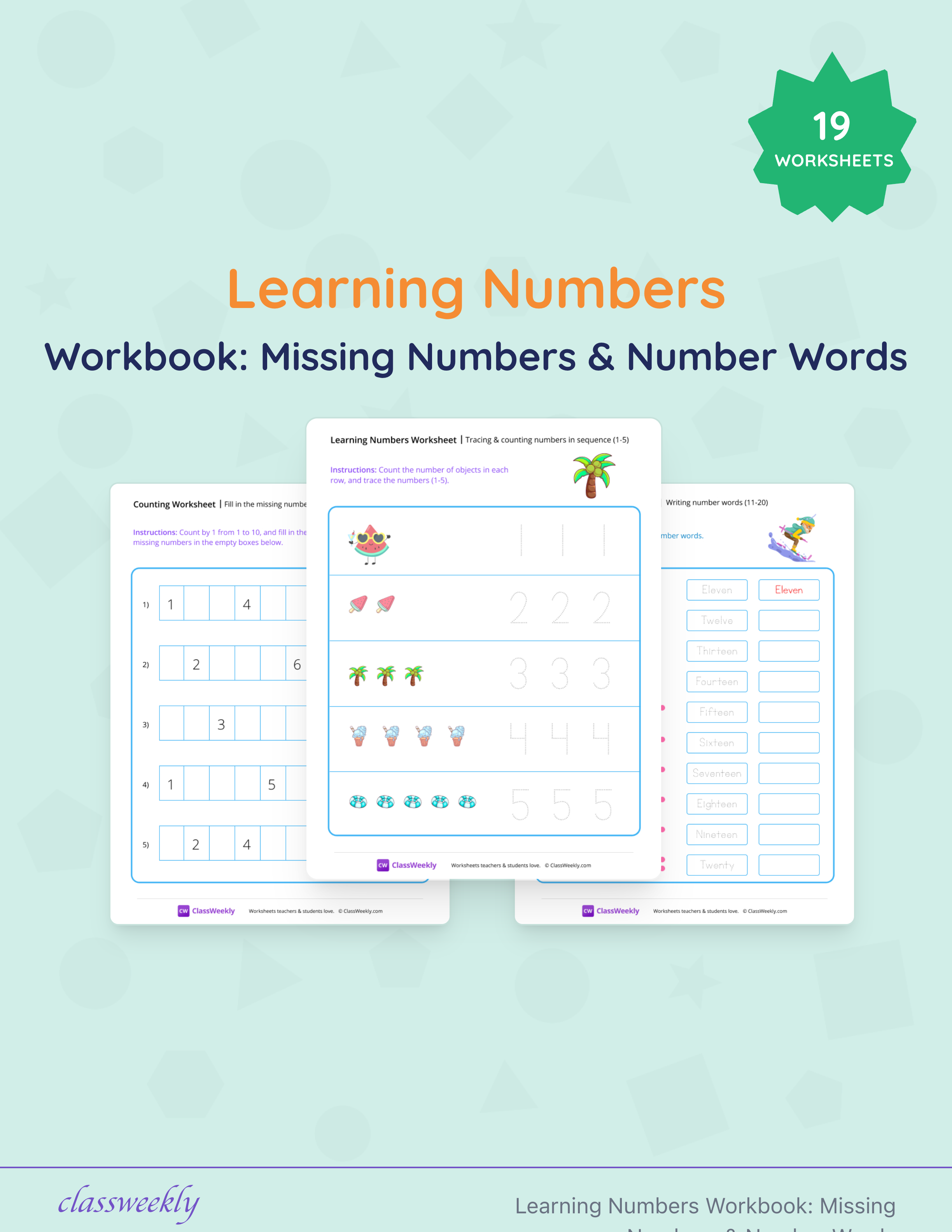 Learning Numbers Workbook: Missing Numbers & Number Words cover