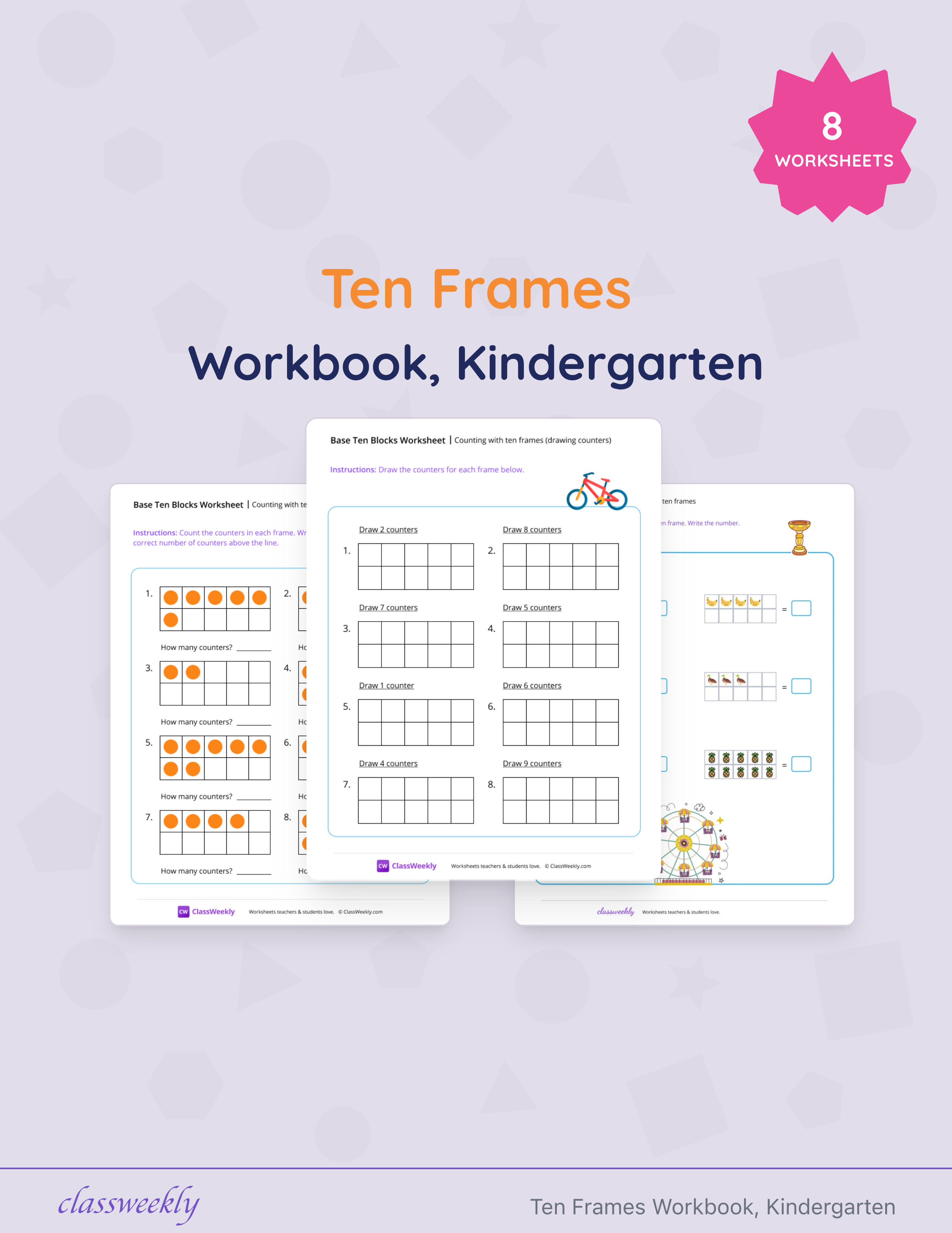 Ten Frames Workbook, Kindergarten cover