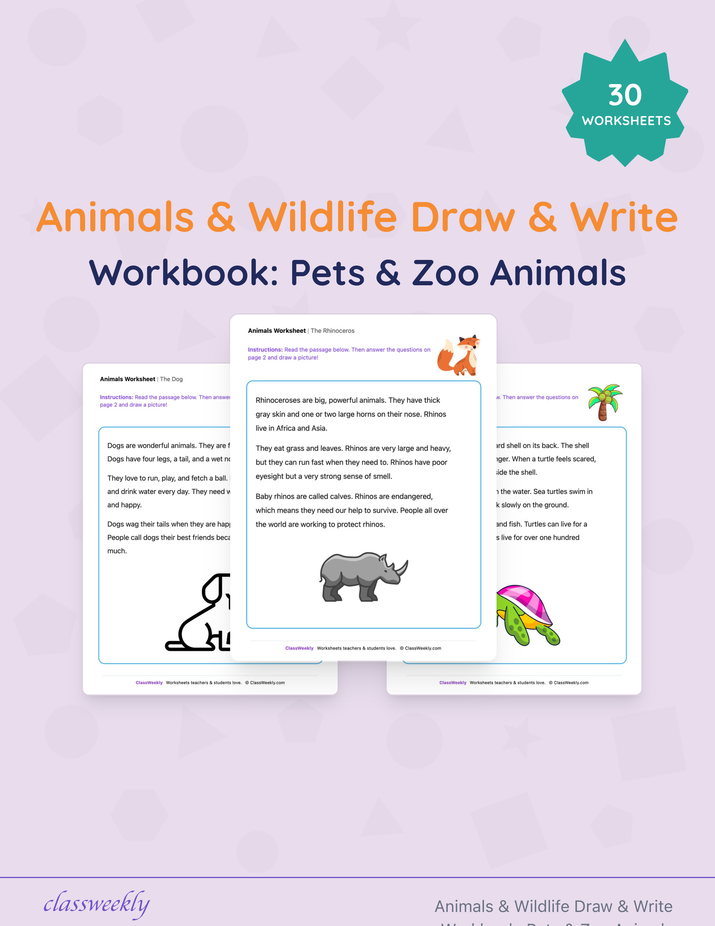 Animals & Wildlife Draw & Write Workbook: Pets & Zoo Animals cover