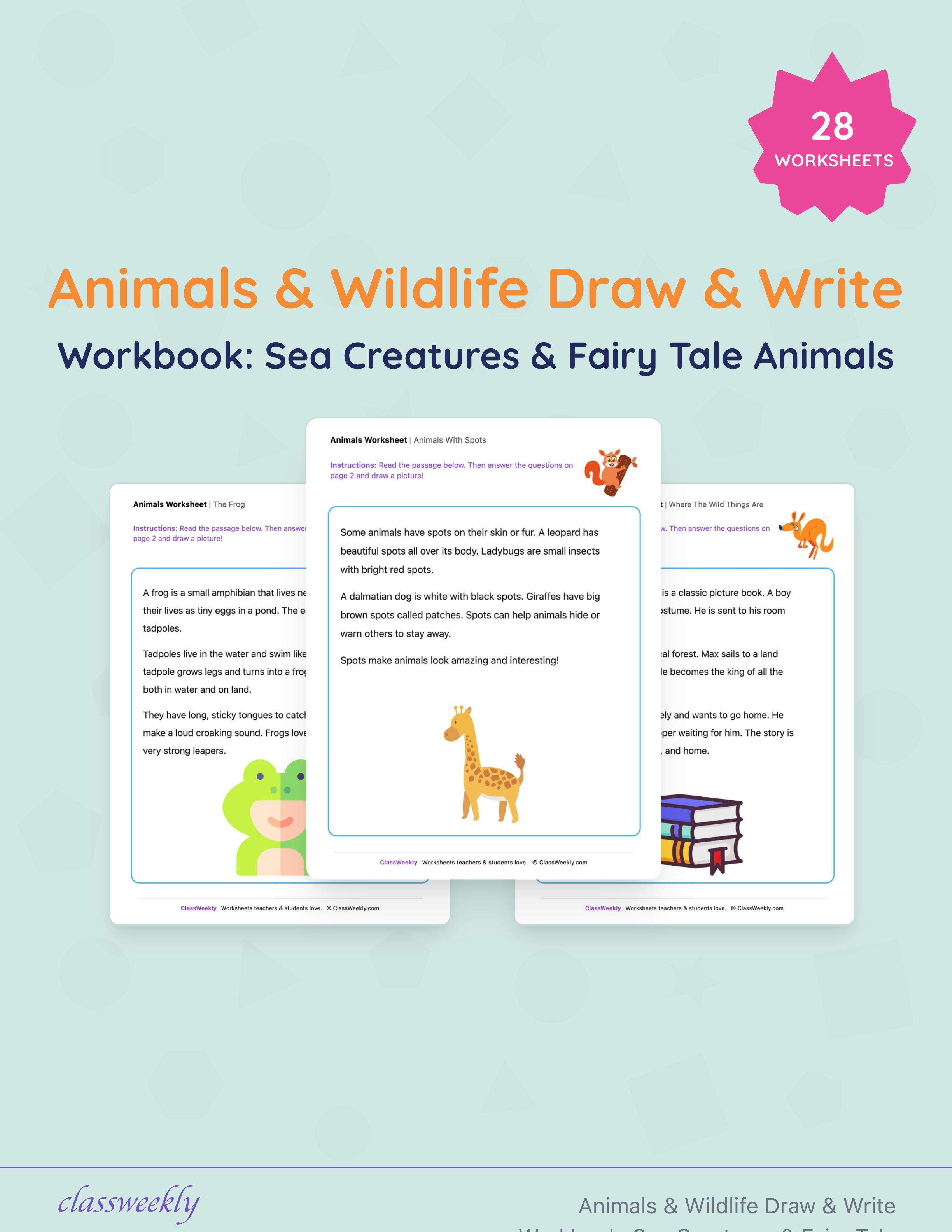 Animals & Wildlife Draw & Write Workbook: Sea Creatures & Fairy Tale Animals cover