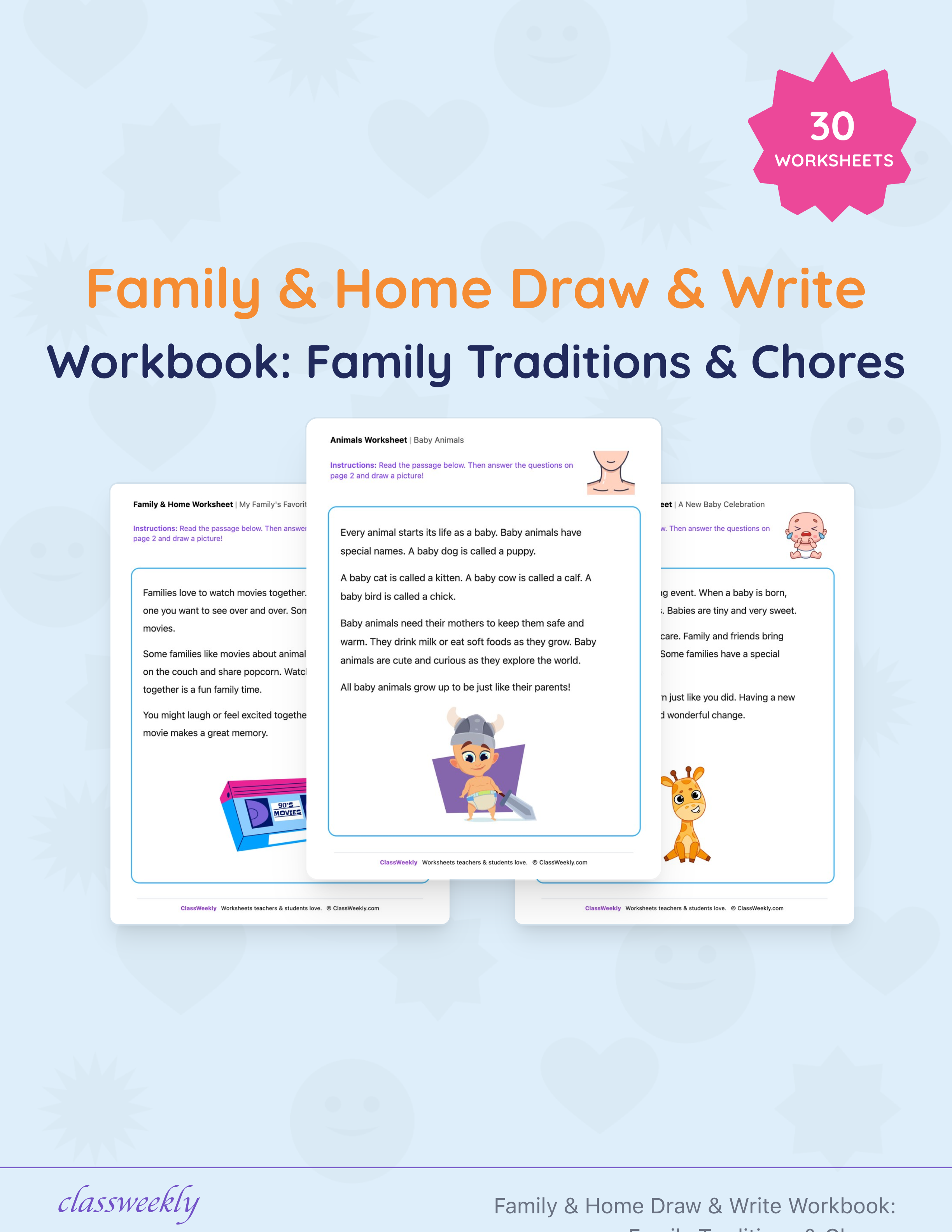 Family & Home Draw & Write Workbook: Family Traditions & Chores cover