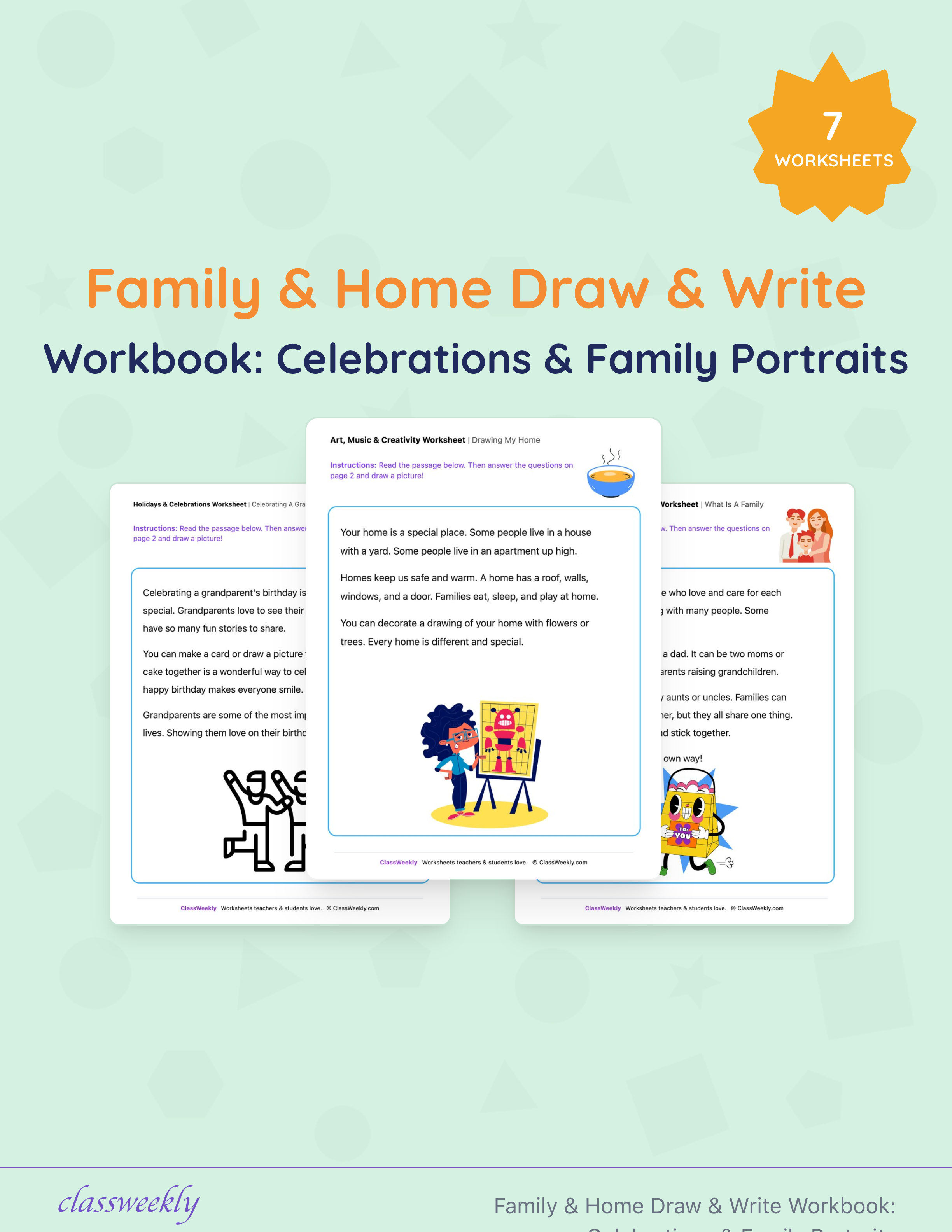 Family & Home Draw & Write Workbook: Celebrations & Family Portraits cover