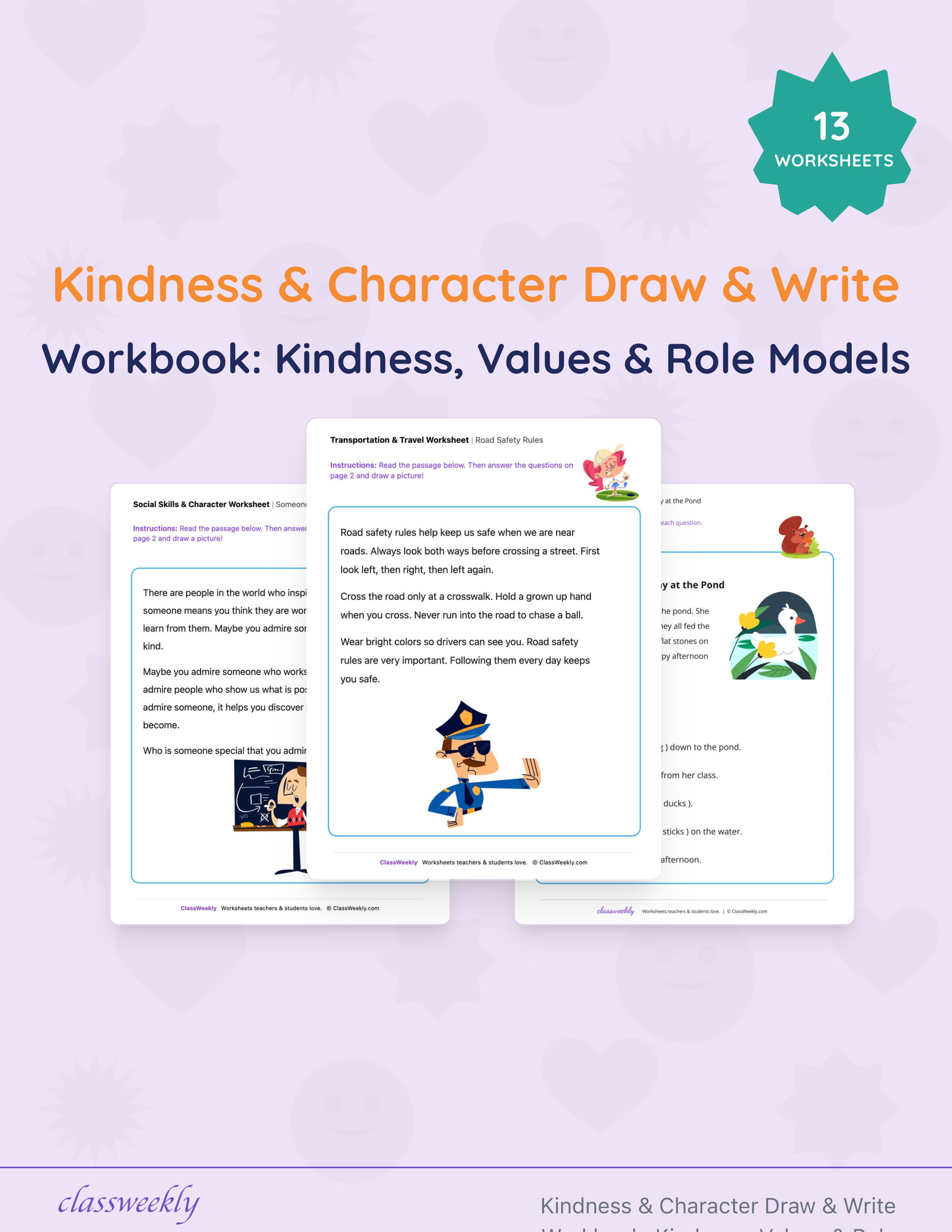 Kindness & Character Draw & Write Workbook: Kindness, Values & Role Models cover