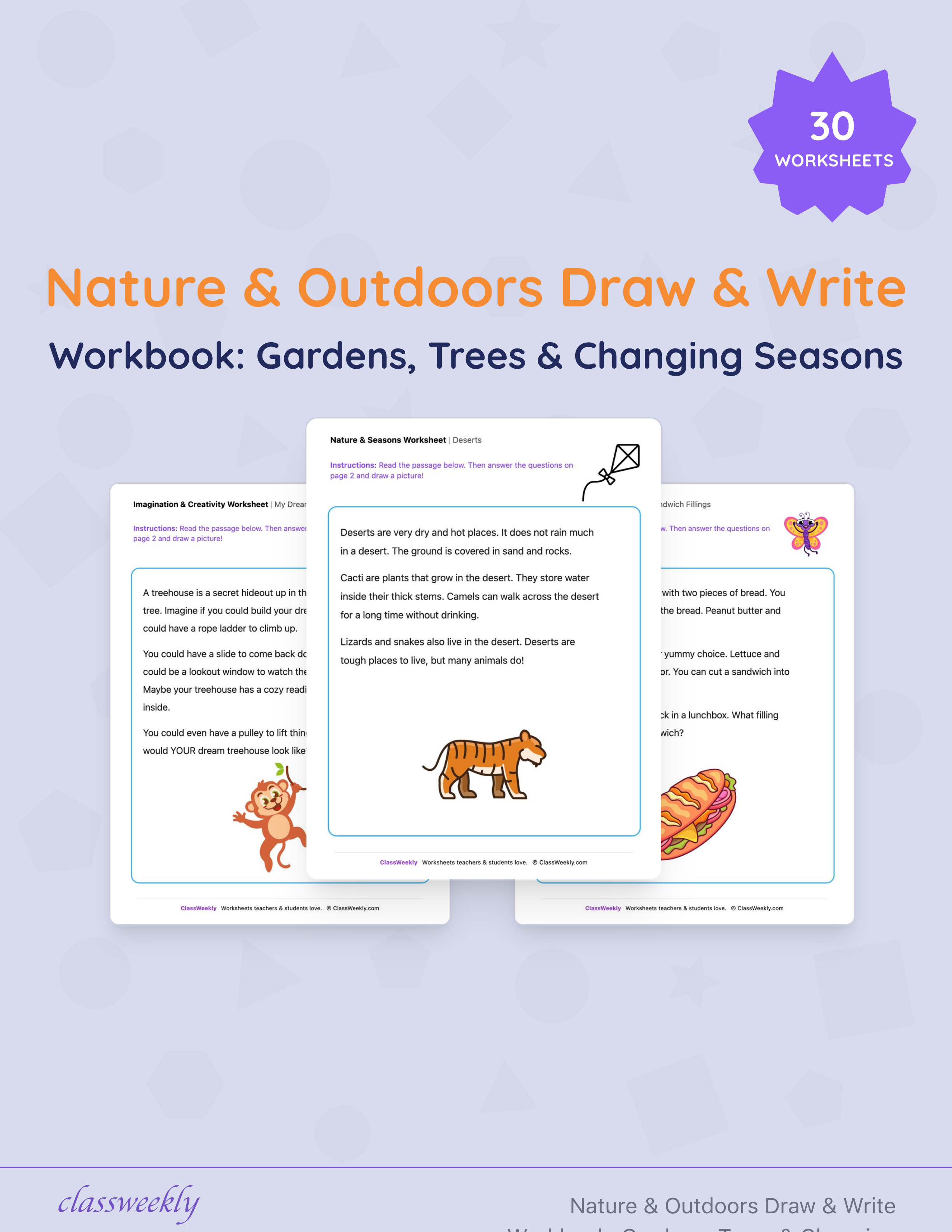 Nature & Outdoors Draw & Write Workbook: Gardens, Trees & Changing Seasons cover
