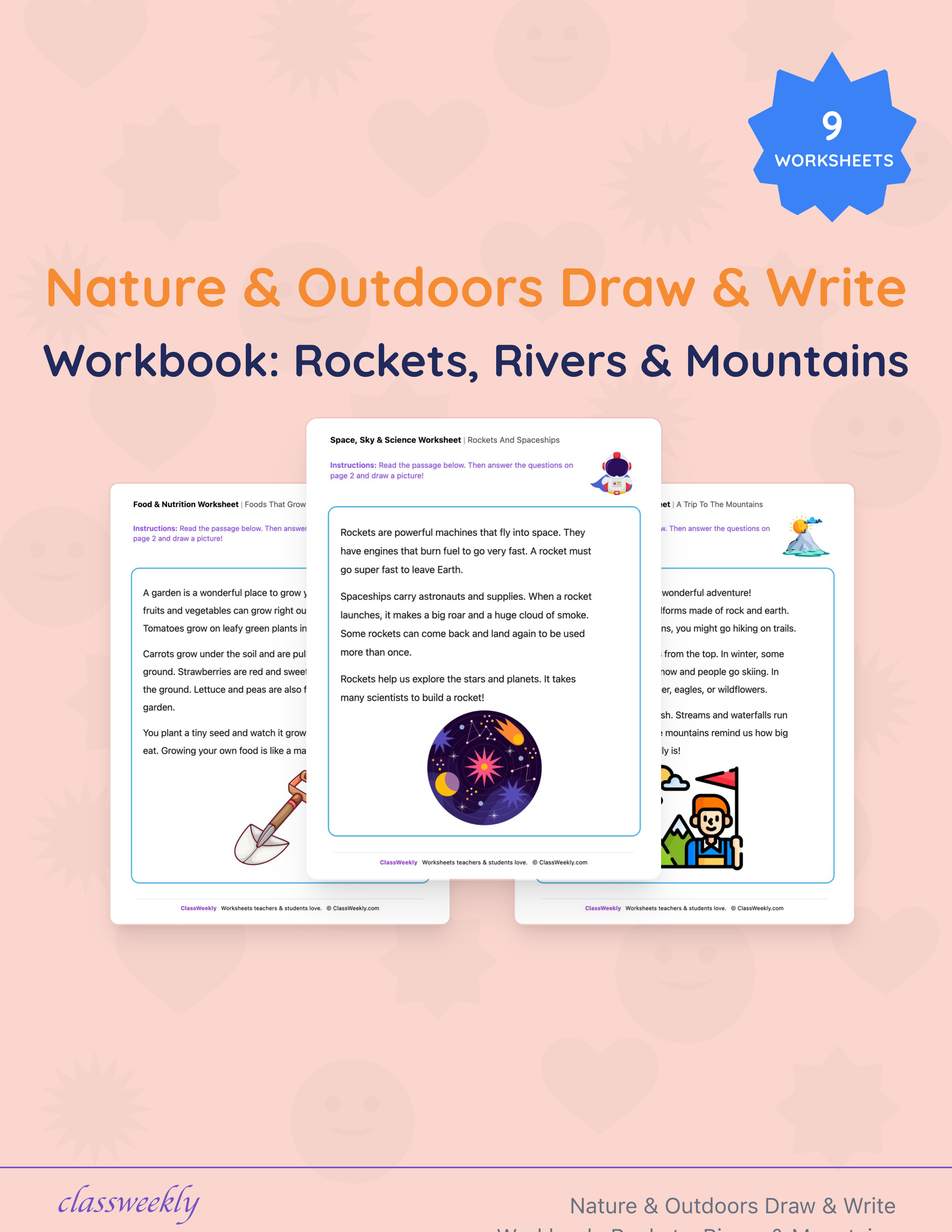 Nature & Outdoors Draw & Write Workbook: Rockets, Rivers & Mountains cover