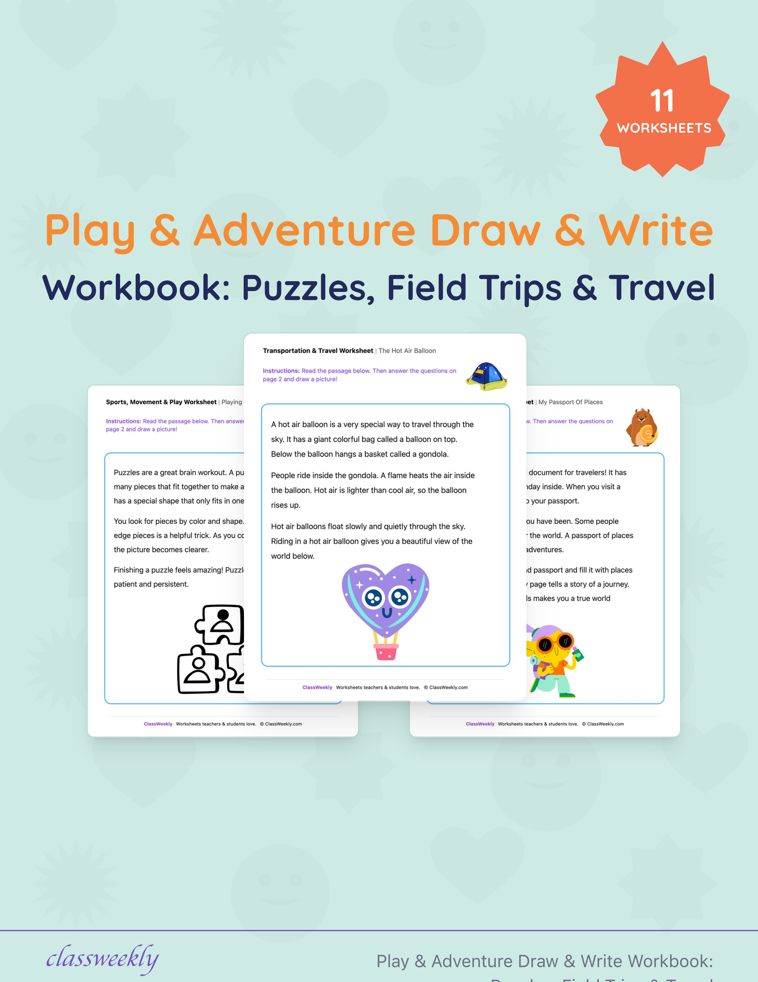 Play & Adventure Draw & Write Workbook: Puzzles, Field Trips & Travel cover