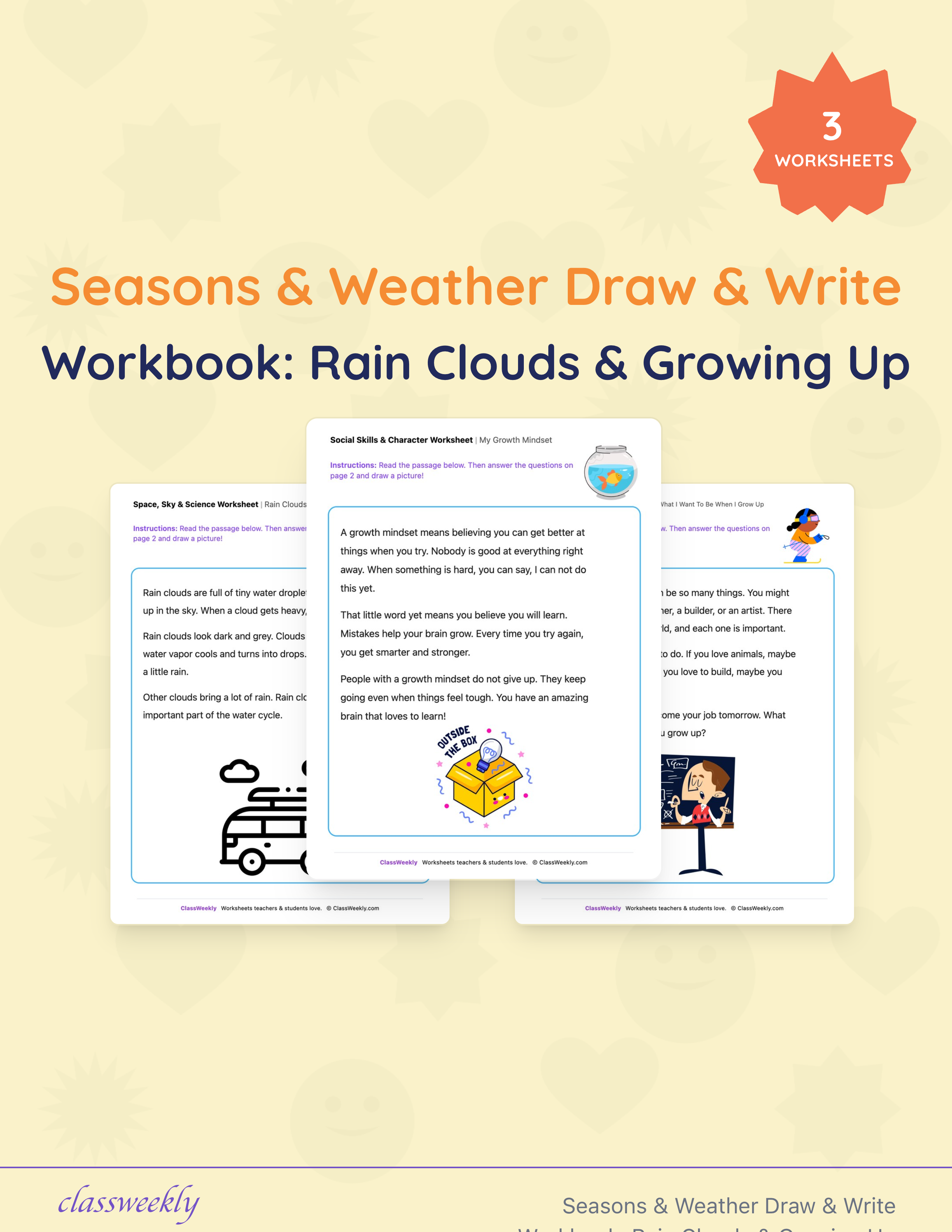 Seasons & Weather Draw & Write Workbook: Rain Clouds & Growing Up cover
