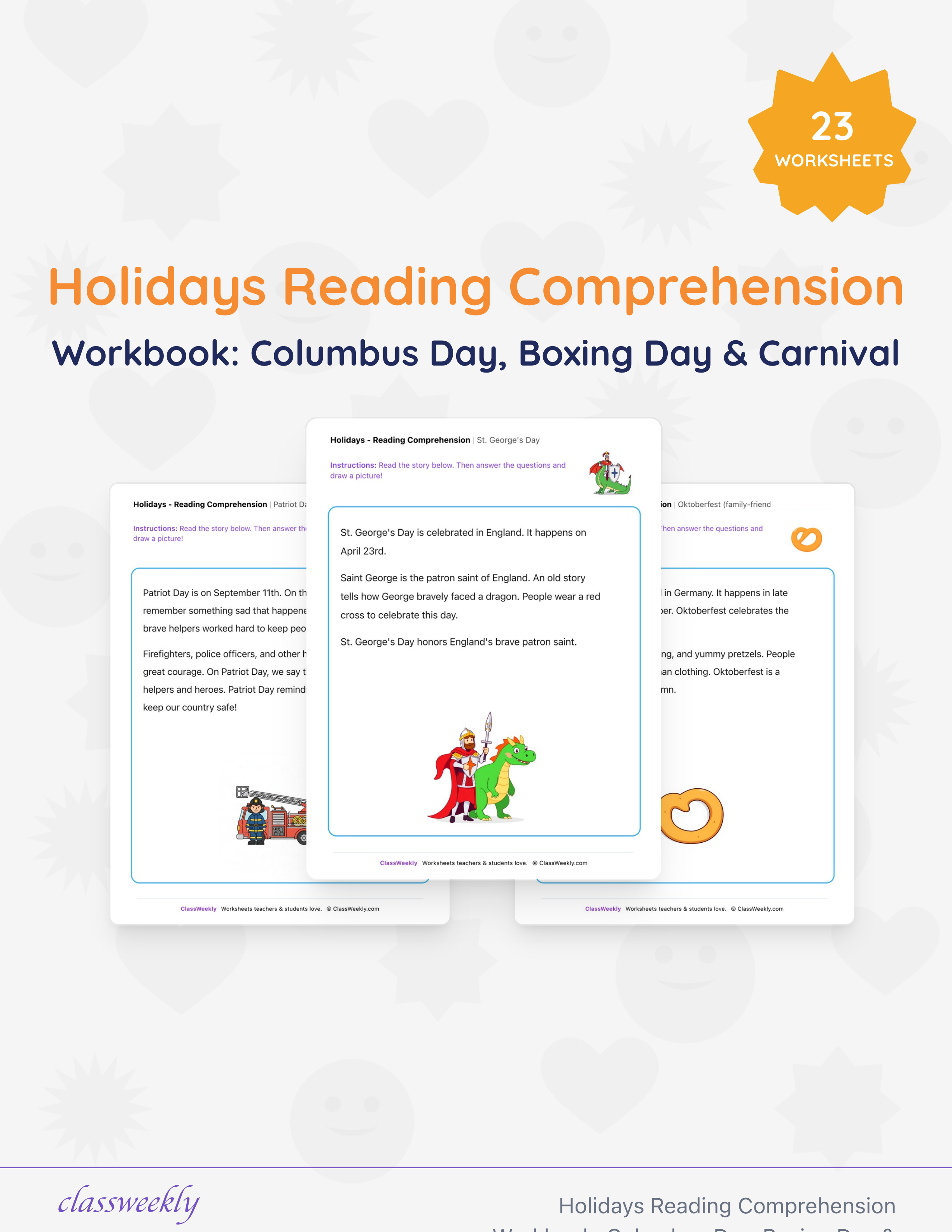 Holidays Reading Comprehension Workbook: Columbus Day, Boxing Day & Carnival cover