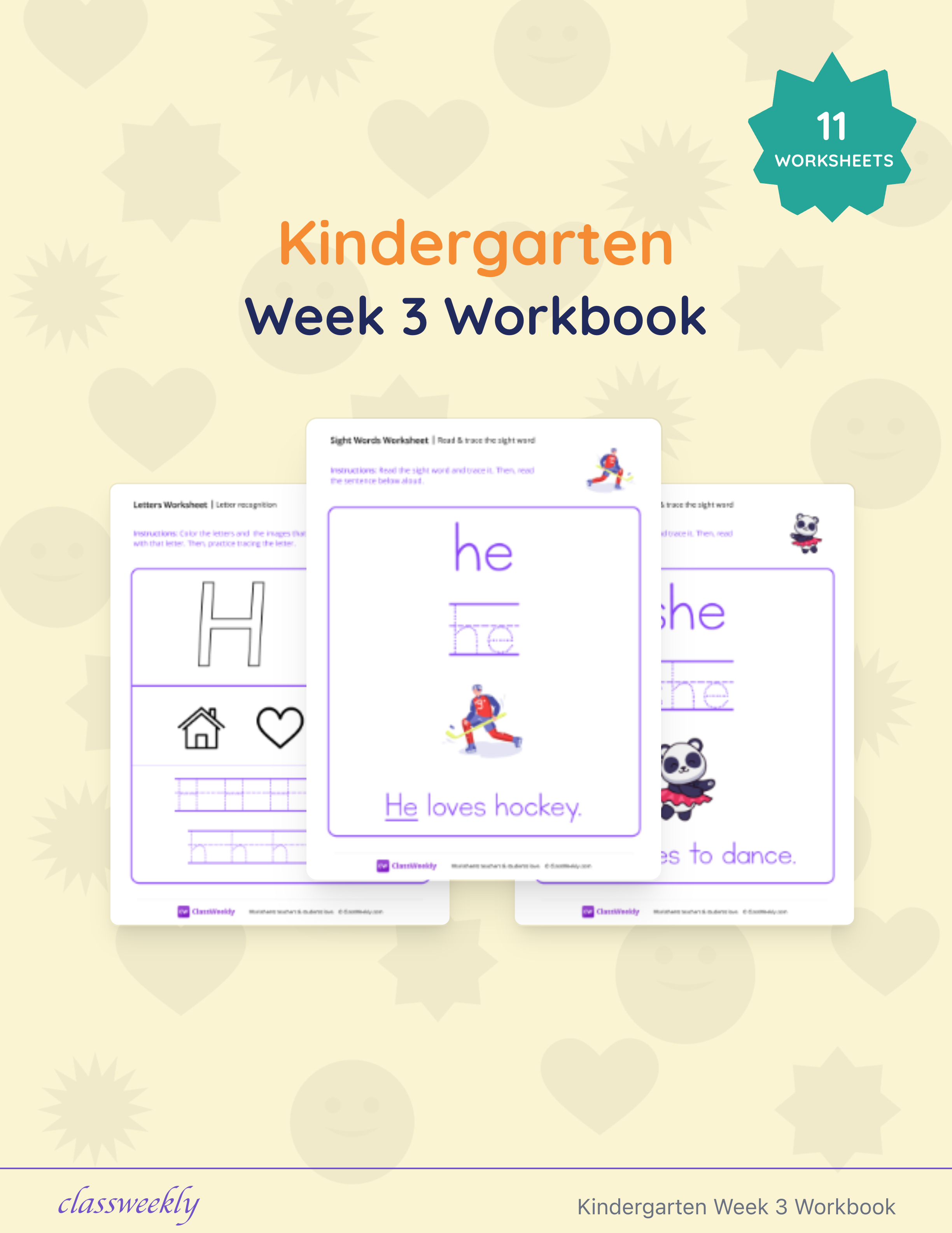 Kindergarten Week 3 Workbook cover