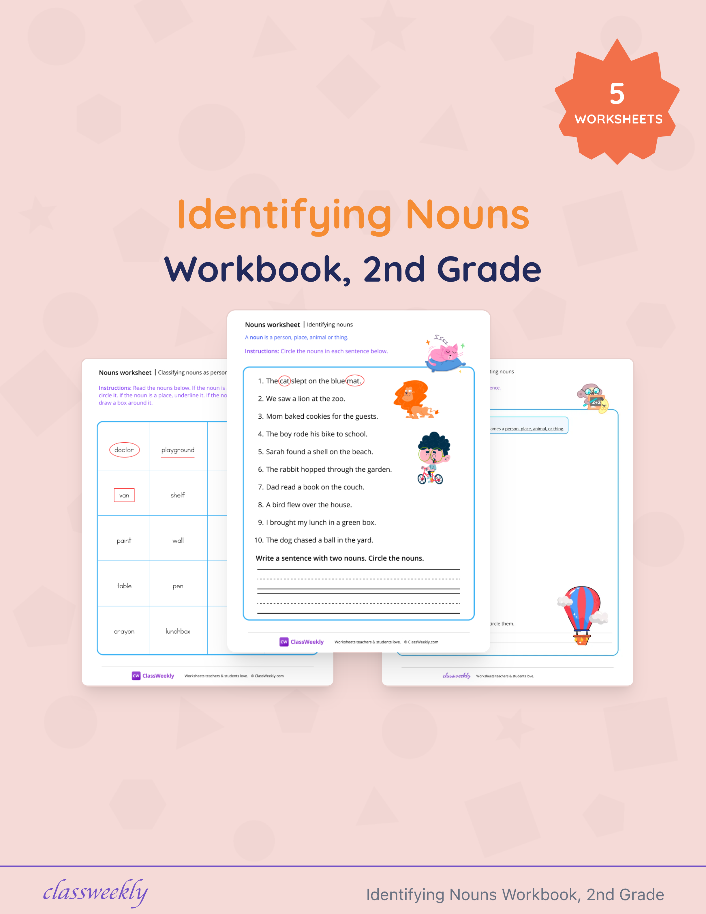 Identifying Nouns Workbook, 2nd Grade cover