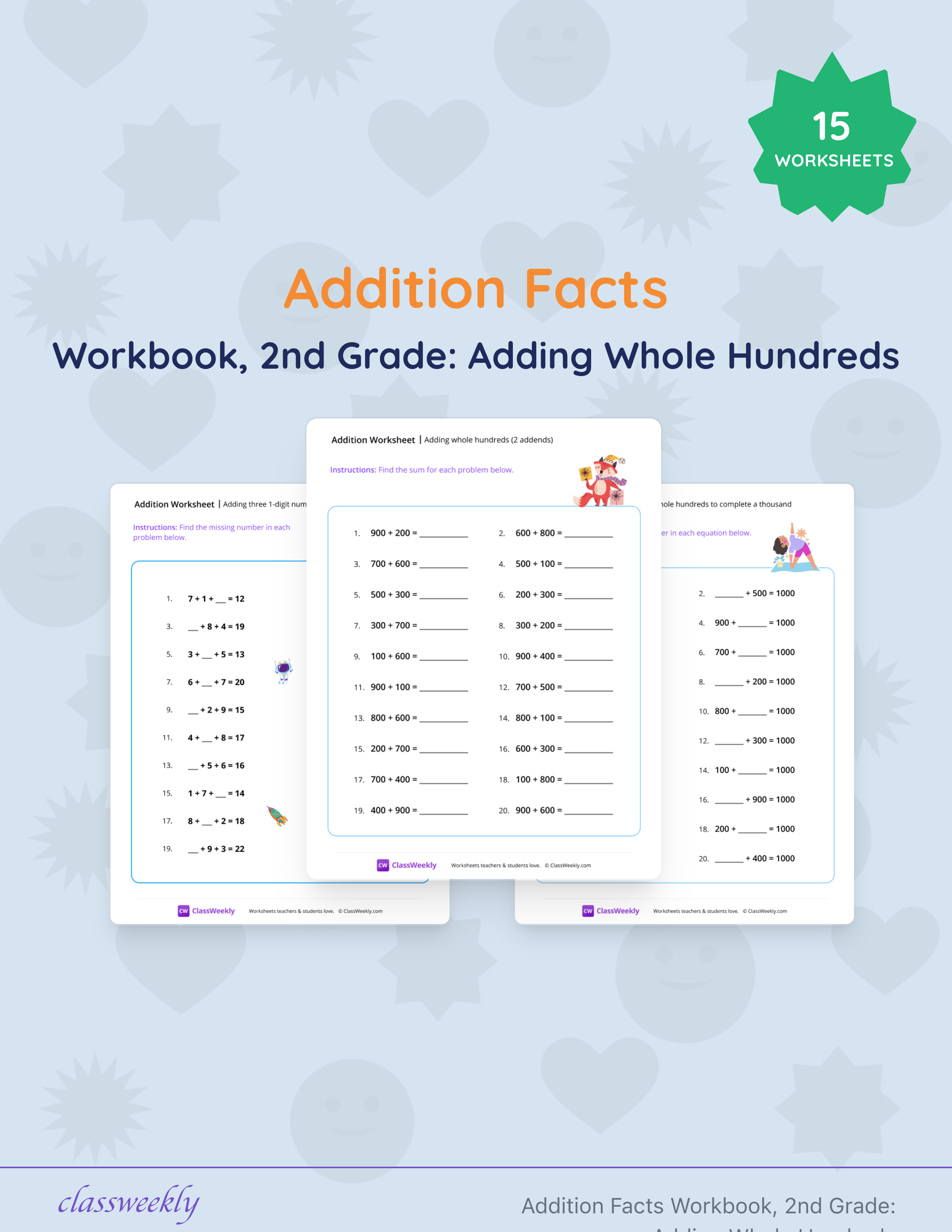 Addition Facts Workbook, 2nd Grade: Adding Whole Hundreds cover