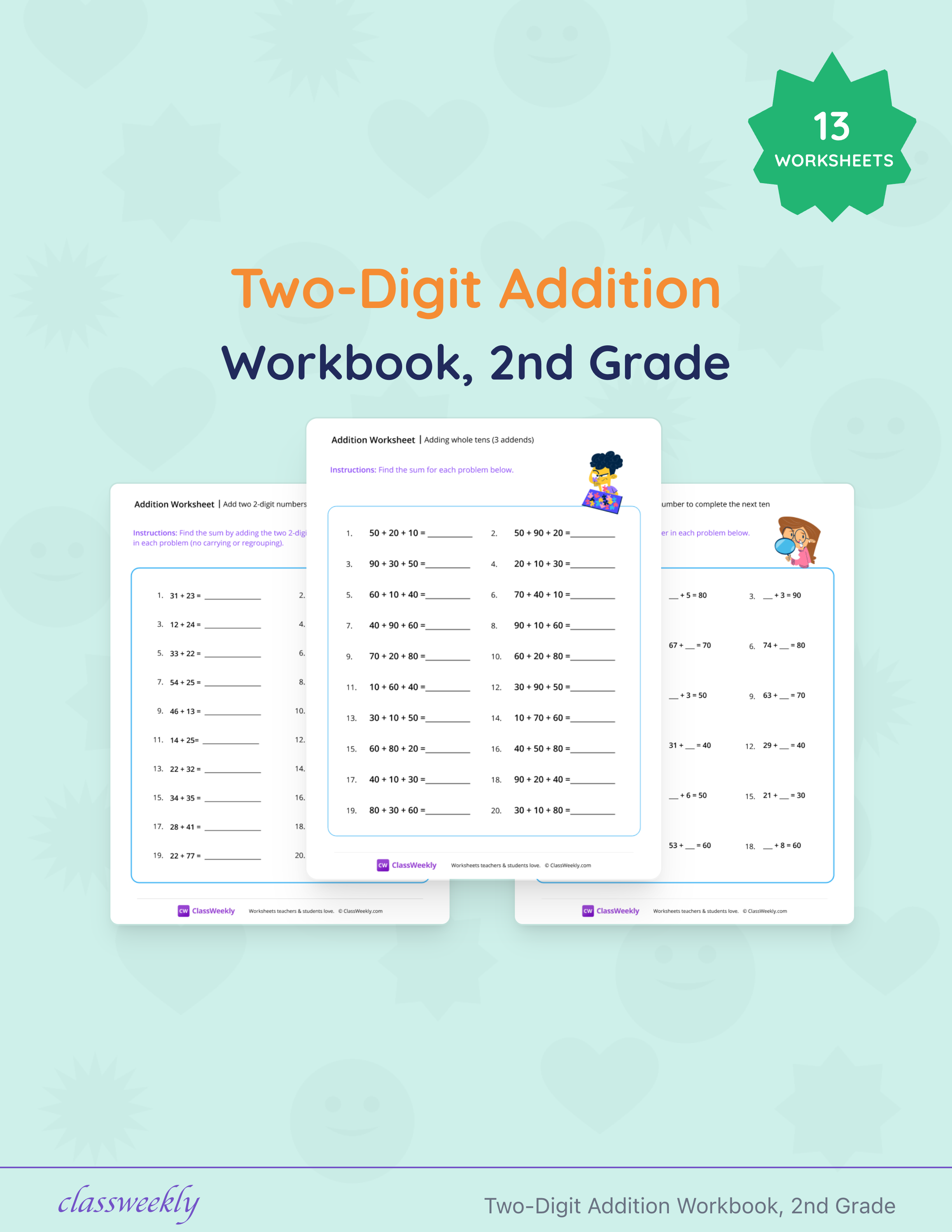 Two-Digit Addition Workbook, 2nd Grade cover